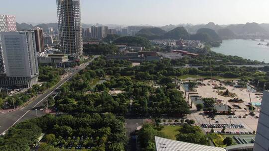 航拍城市建筑高楼交通桥梁地标风景