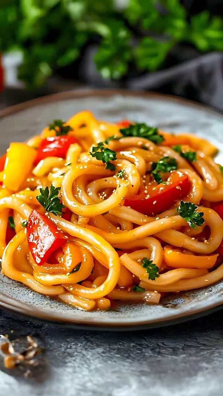 彩色蔬菜意大利面条特写