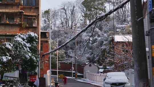 小县城雪后初晴 烟火气雪景氛围感空镜头