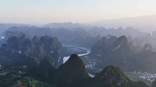 桂林漓江山水航拍风光风景
