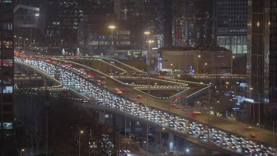 城市车流夜景  繁华都市夜景