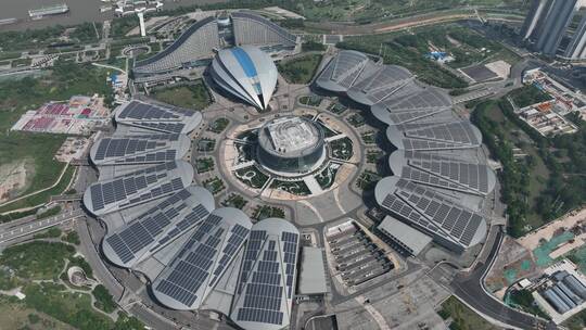 武汉国际博览中心，俯视环绕镜头