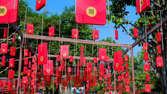 南方春节过年街头灯笼装饰节日气氛