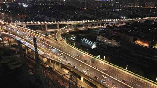 上海沪闵高架路夜景