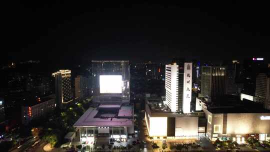 浙江杭州城市夜景交通航拍