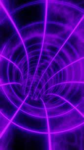 紫色动画循环与发光的灯光三维隧道背景