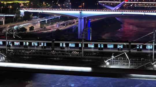 重庆铁路夜景视频素材模板下载