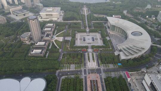 上海世纪大道世纪广场陆家嘴广场全景4K航拍视频素材模板下载
