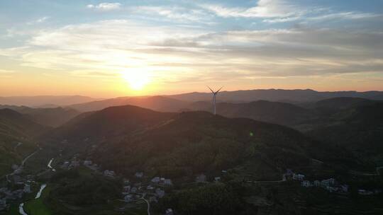 高山风车风力发电新能源航拍