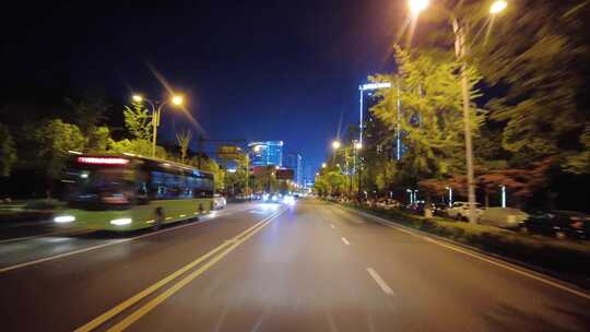夜晚城市马路风景视频素材模板下载