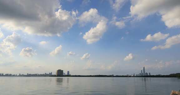 唯美夕阳苏州独墅湖湖景