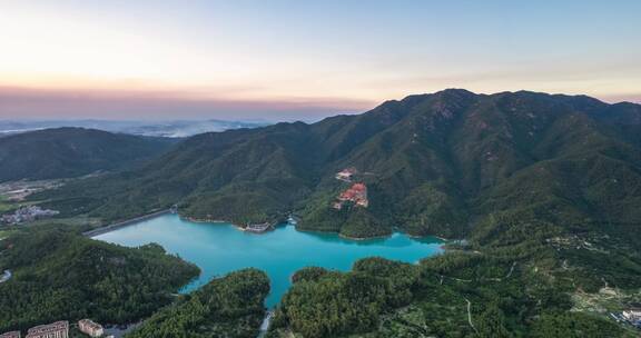 珠海斗门黄杨山金台寺水库航拍延时