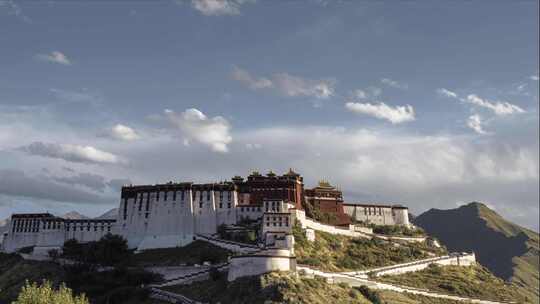 西藏 拉萨 布达拉宫 落日 4K视频素材模板下载