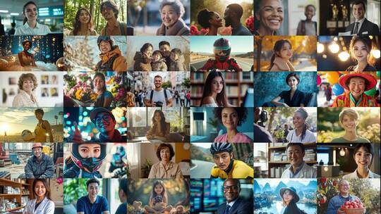 百人千人万人笑容微笑(前115S为快速预览)高清在线视频素材下载