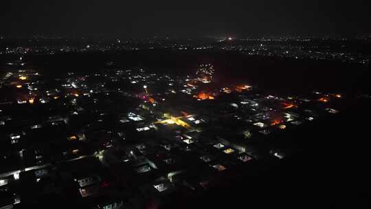 夜景 航拍 过年 放烟花 年味 城市