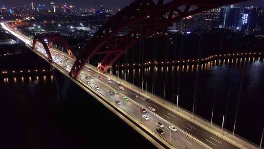 广州夜景航拍-新光大桥02视频素材模板下载