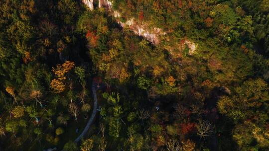 杭州余杭瓶窑南山摩崖石刻秋色航拍