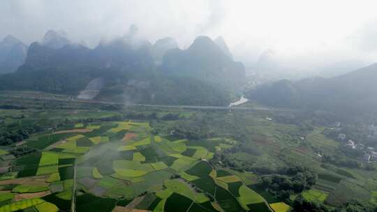 桂林山水阳朔风光中国航拍