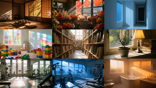 建筑光影变化 时间流逝 图书馆 室内房间高清在线视频素材下载