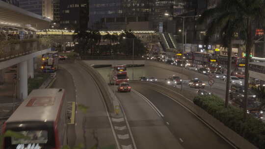 香港马路街景夜景