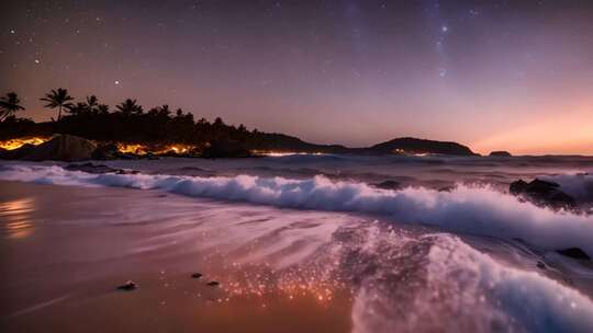 海滩星空夜景