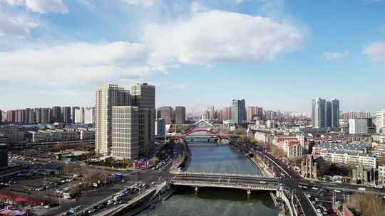 天津冬季海河风景线古文化街码头城市风光