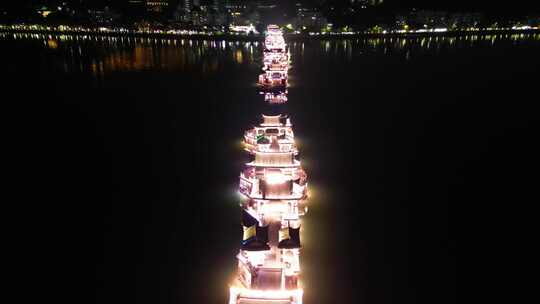 广东潮州古城夜景航拍