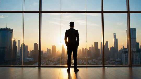 成功人士远望思考 展望未来