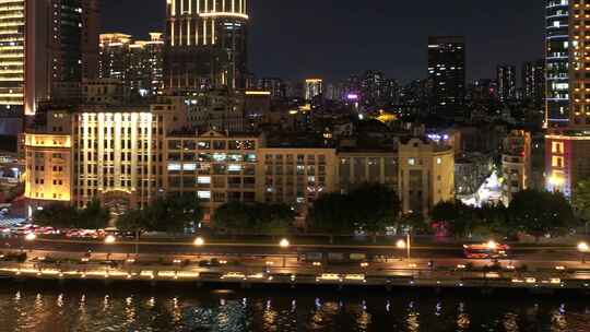 广州沿江西路夜景航拍