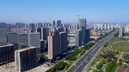 4K 航拍青岛西海岸新区现代建筑街景