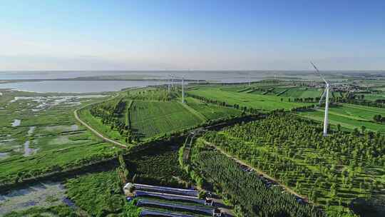 查干湖畔航拍风景