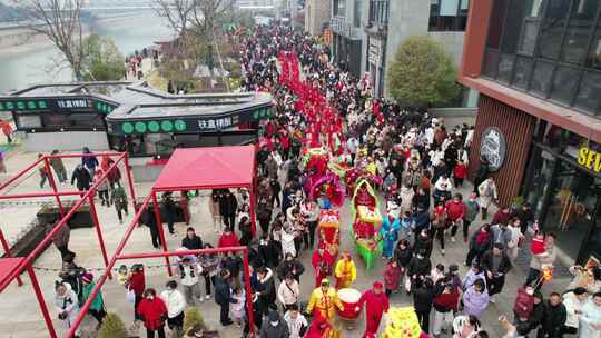 元宵节芜湖古城民俗展演航拍素材