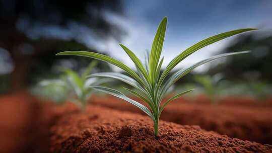 破土而出的小苗展现勃勃生机