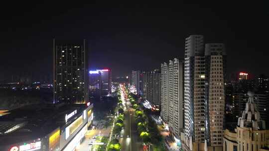 安徽蚌埠东海大道夜景蚌埠商业街航拍
