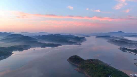 溧阳天目湖日出朝霞大景晨雾合集