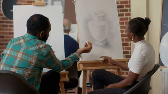 非裔美国人男女绘画对象设计