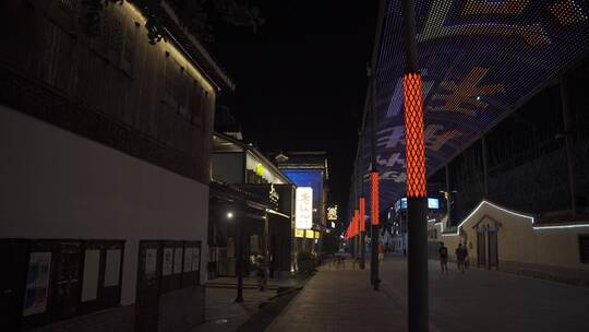 杭州拱墅区胜利河美食街夜景