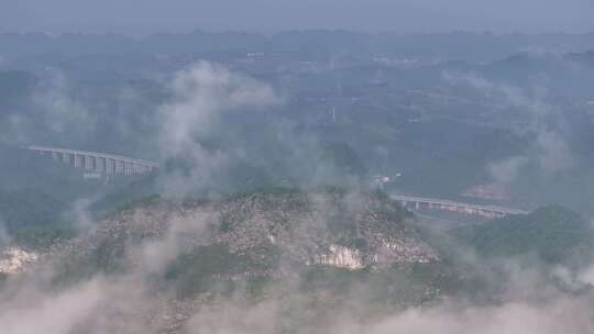 贵州喀斯特地貌丘陵航拍