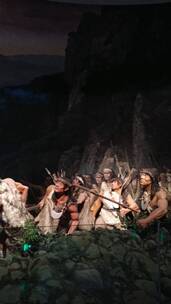 原始人祖先在狩猎雕像