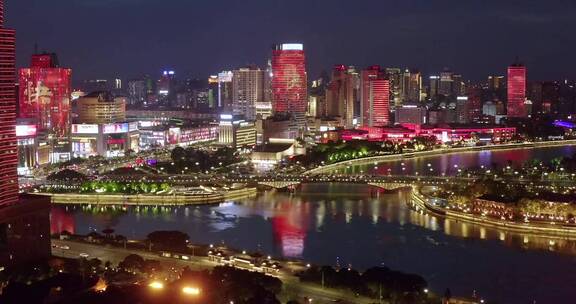 大片即视感航拍，晶莹剔透的城市夜景