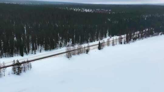 4K航拍最美风光北欧芬兰雪景自然风光