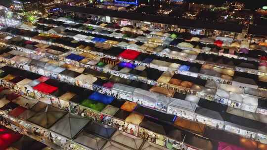 大规模夜市航拍视频素材模板下载