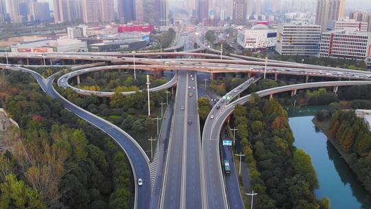 杭州滨江中兴立交桥视频素材模板下载
