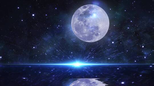 中秋湖面月圆之夜视频素材模板下载