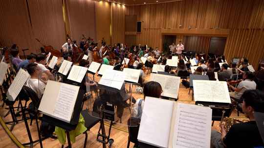 排练厅排练交响乐团演奏乐队指挥练琴