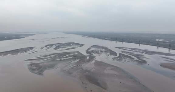 巴彦淖尔临河区黄河河道航拍