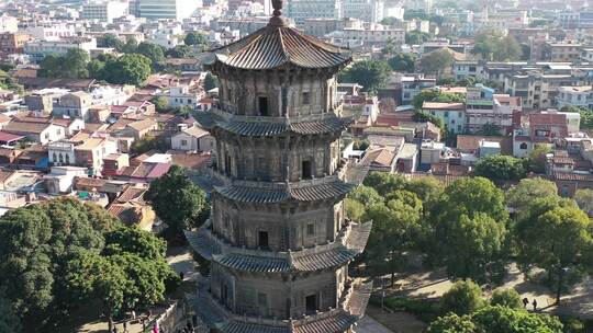 泉州西街 开元寺东塔特写航拍