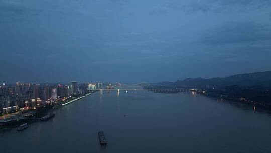 城市风光高楼建筑夜景交通航拍