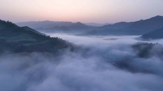 航拍安徽歙县山脉日出云海