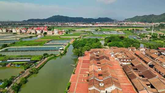 航拍福建漳州龙海埭美古村闽南古民居风光